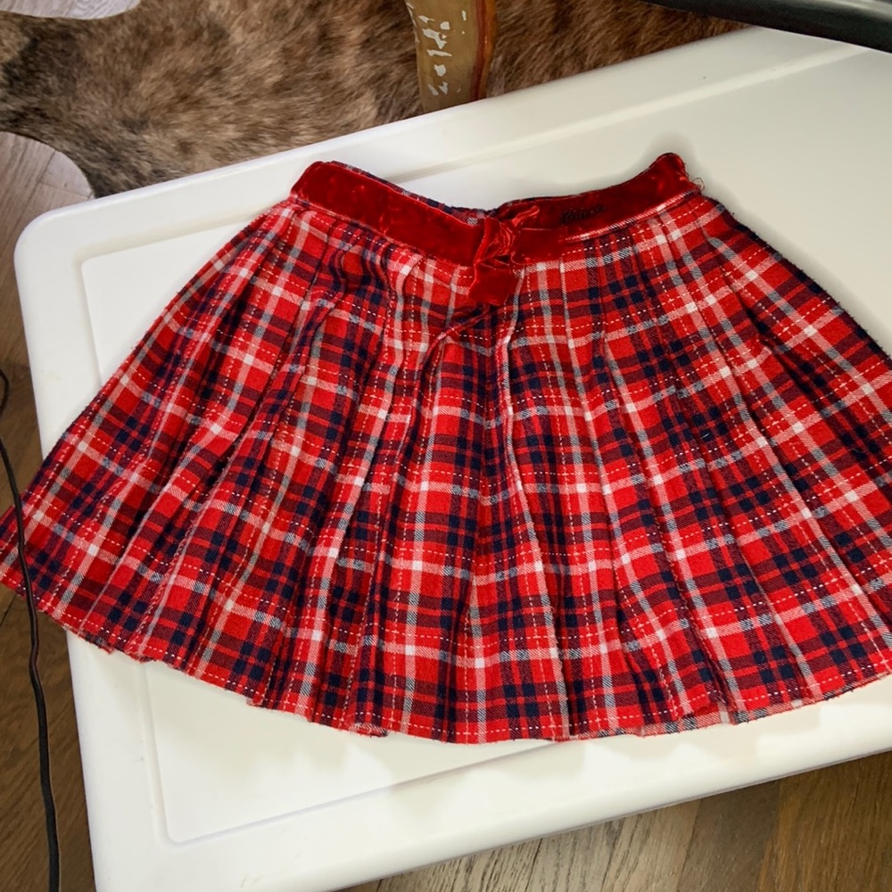 Red plaid skirt